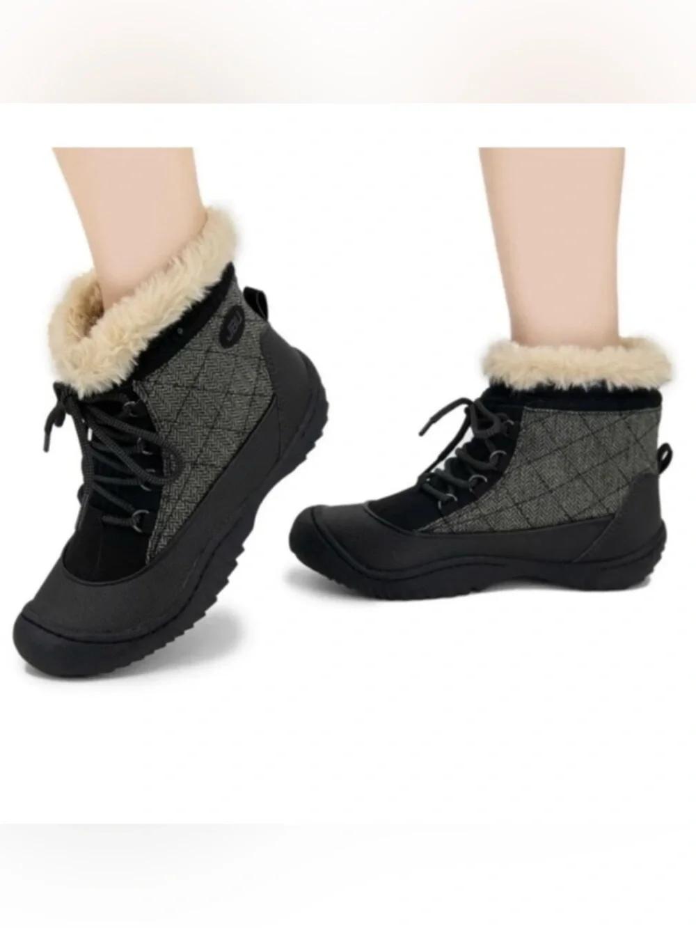 Jambu Jane Boot Quilted Herringbone Bootie Faux Fur Lined Women's Size 10